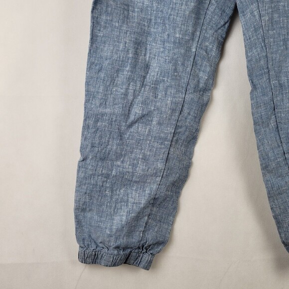 Athleta Cabo Linen Jogger Size 12 Chambray Blue 100% Linen Zip Pockets Mid Rise - Picture 5 of 9